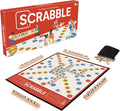 Scrabble board game set with tiles and board on a white background