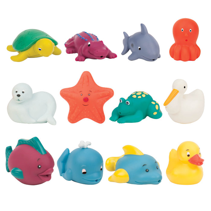 Water squirting bath toys for toddlers and kids.