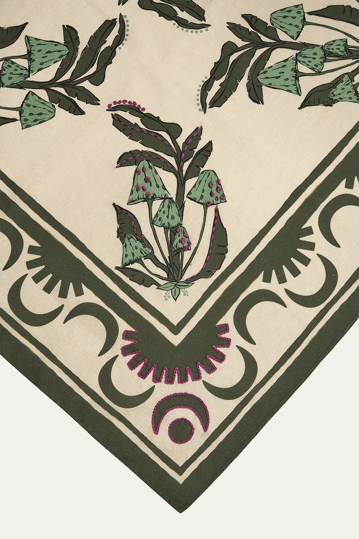 Secret Life Of Funghi Cloth Napkins in Green Set of 4 - Johanna Ortiz