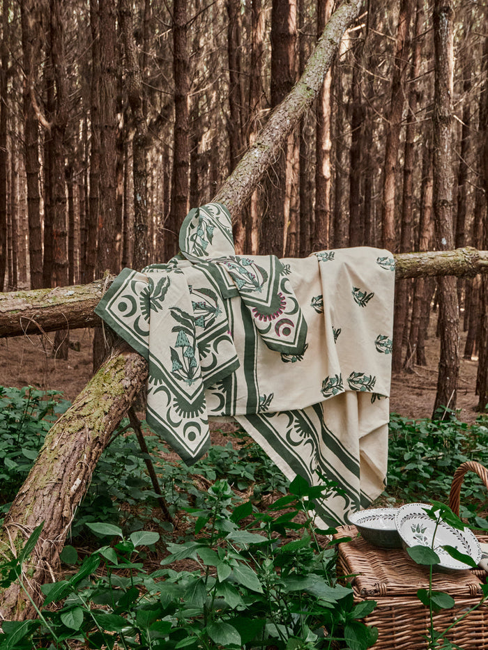 Secret Life Of Funghi Cloth Napkins in Green Set of 4 - Johanna Ortiz