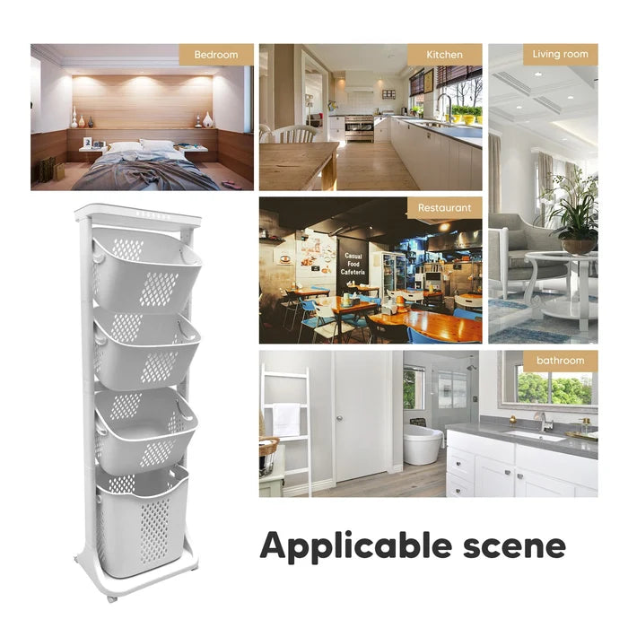 Selah 2/4-Tier Rolling Laundry Sorter Cart