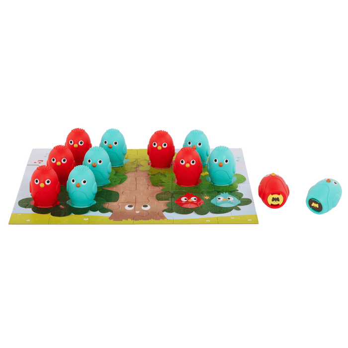 Bird sound shaker playset with booklet, tree puzzle, and matching discs.
