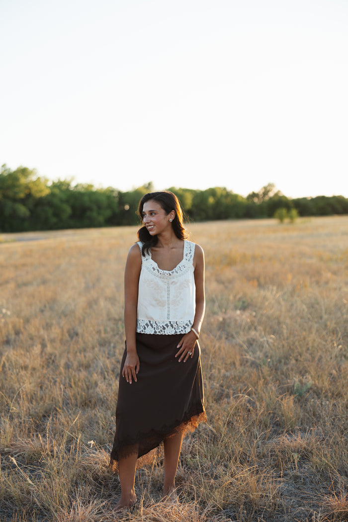 Shanna floral lace satin top