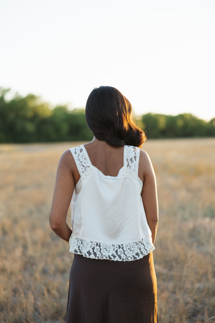 Shanna floral lace satin top