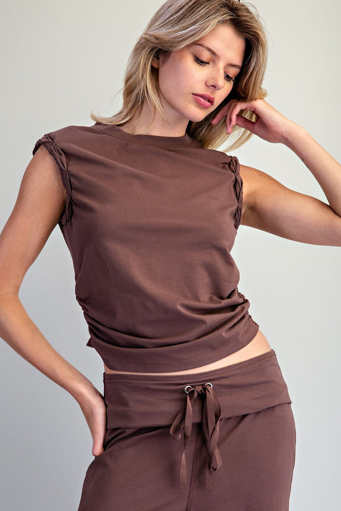 She's All That Athletic Set Top Brown