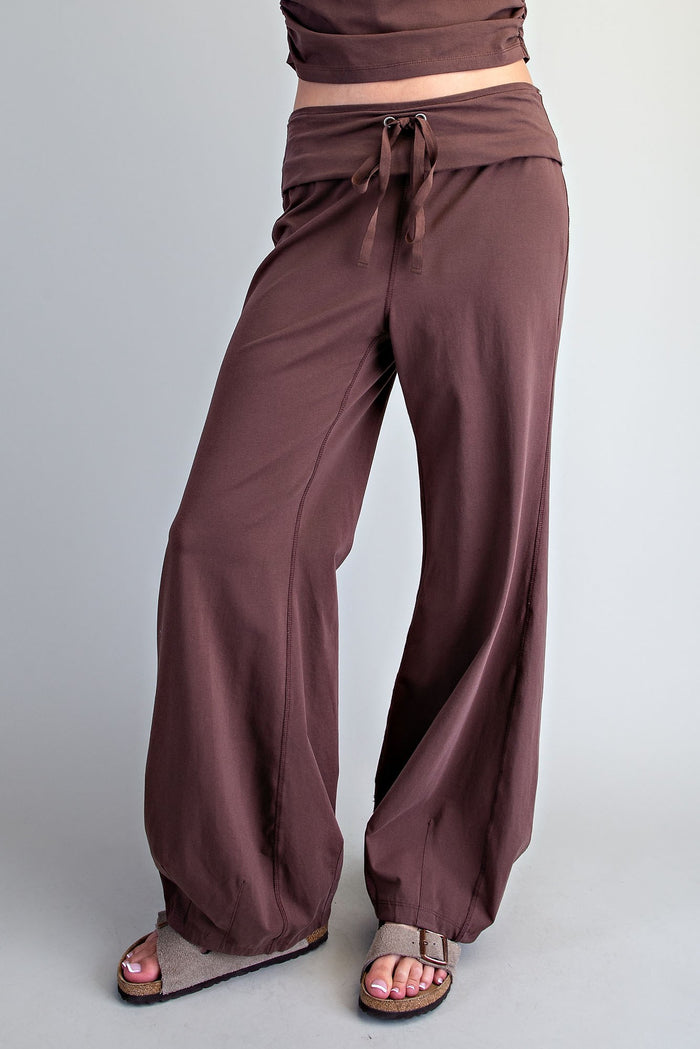 She's All That Foldover Waist Lounge Pants Brown