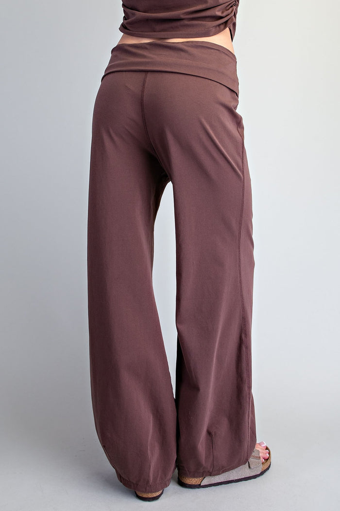 She's All That Foldover Waist Lounge Pants Brown