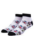 White socks with colorful horse pattern on a white background. Traditional Bulgarian