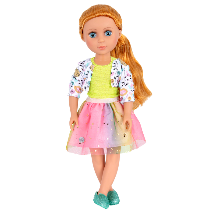 Outfit with glitter shoes for 14-inch doll