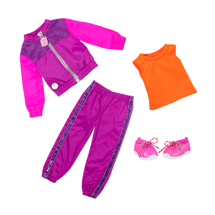 Glitter tracksuit for 14-inch doll