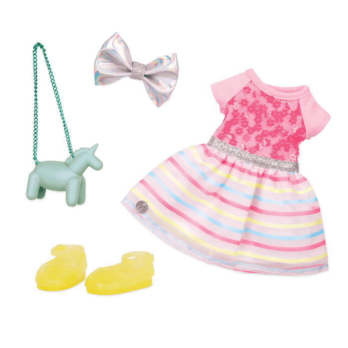 Rainbow floral dress for 14-inch doll