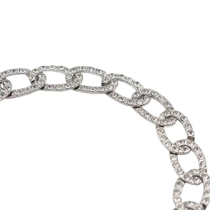 Silver Chunky Chain Rhinestone Choker silver chunky chain rhinestone choker with pave links