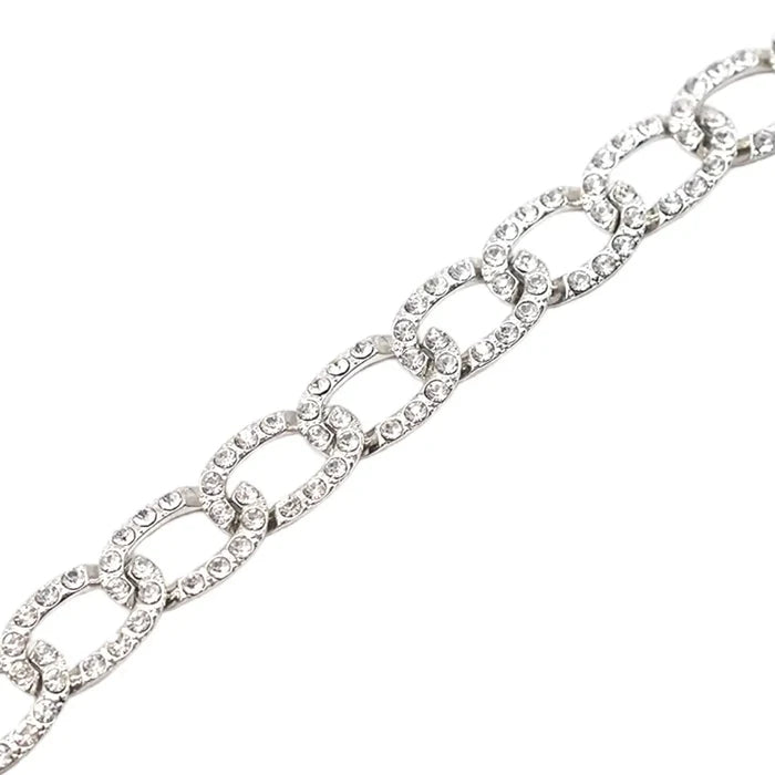 Silver Chunky Chain Rhinestone Choker silver chunky chain rhinestone choker with pave links
