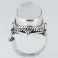 Size 7 White Moonstone Ring Sterling Silver Oval Rings - Kashmir Designs