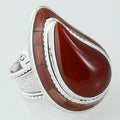 Size 7.5 Carnelian Ring Sterling Silver Paisley Rings - Kashmir Designs