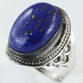 Size 7.5 Lapis Ring Sterling Silver Mystic Blue - Kashmir Designs