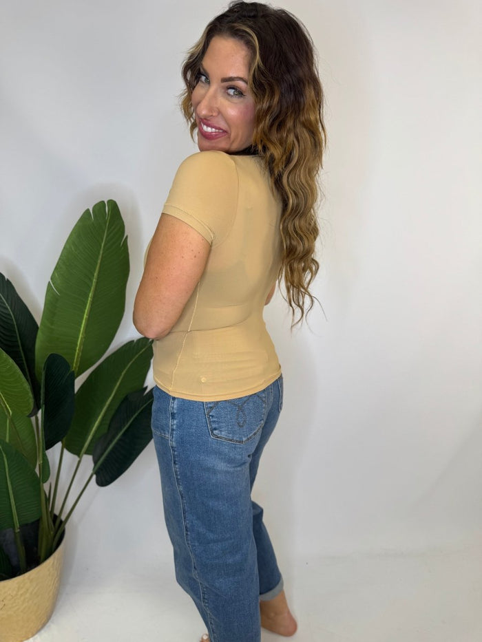 Slimm T-Shirt In Nude - Reg & Curvy - Macoma Boutique100 Short Sleeve