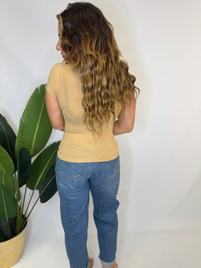 Slimm T-Shirt In Nude - Reg & Curvy - Macoma Boutique100 Short Sleeve