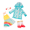 Raincoat, dress and boots for 14-inch doll