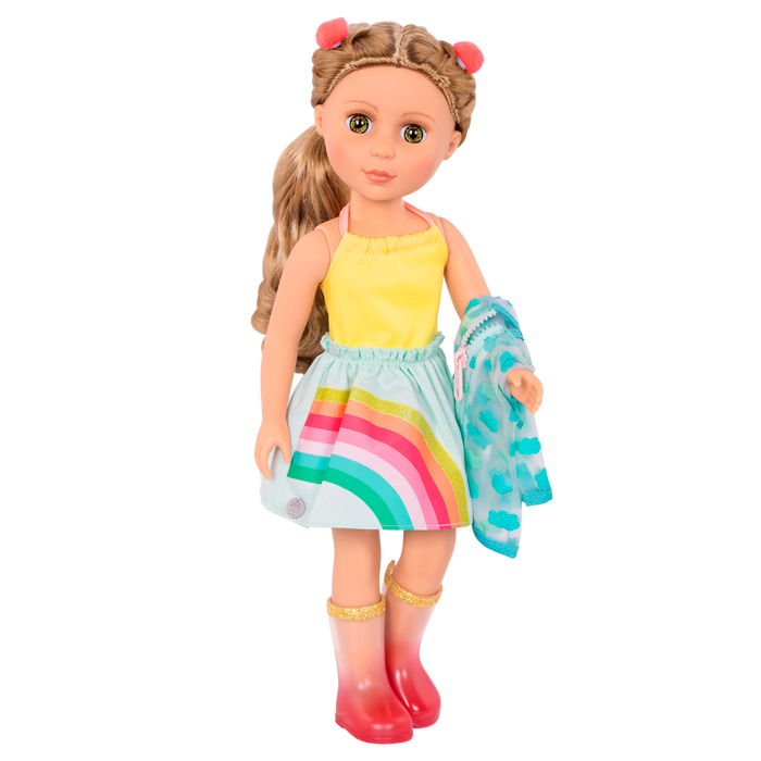 Raincoat, dress and boots for 14-inch doll