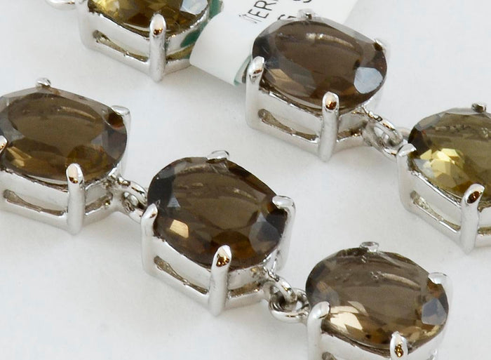 Smoky Quartz Dangle Drop Earrings Sterling Silver - KashmirDesigns