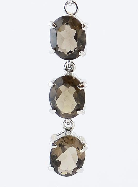 Smoky Quartz Dangle Drop Earrings Sterling Silver - KashmirDesigns