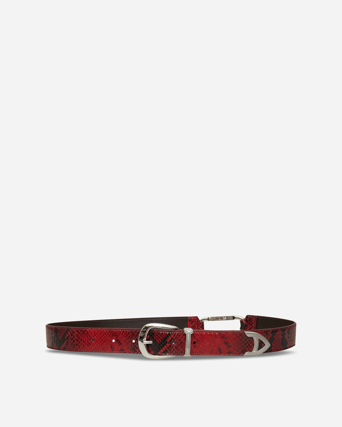 Aries Snake Print Leather Mazzo Belt Red Belts Belt AR1003306 Red