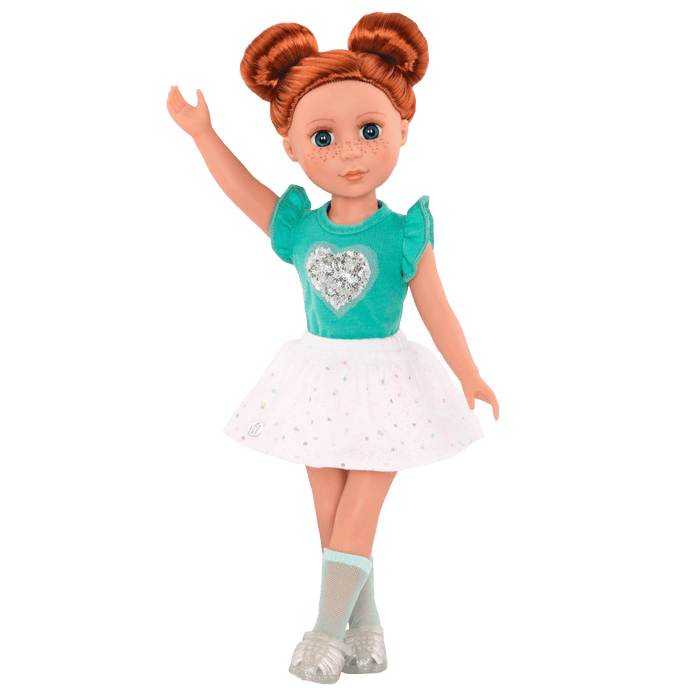 Sparkly heart top and skirt for 14-inch doll
