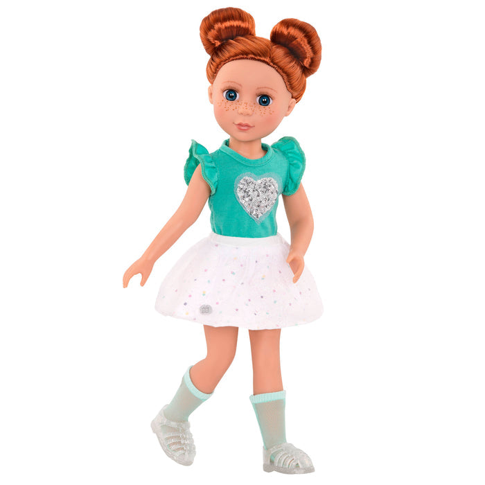 Sparkly heart top and skirt for 14-inch doll
