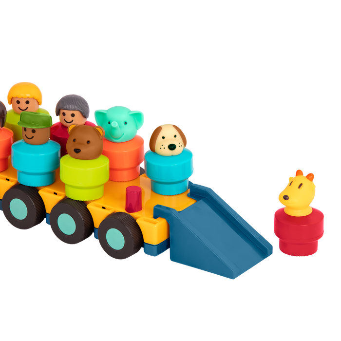 Toy bus with driver and passengers