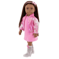 Our Generation Deluxe Outfit Splash of Pink including pink dress, shiny pink jacket, socks boots and headband