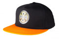 Split Cross Snapback Cap (Black/Orange)