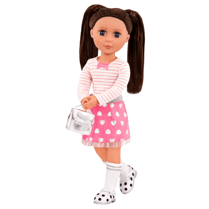 Skirt and top with glitter shoes for 14-inch doll