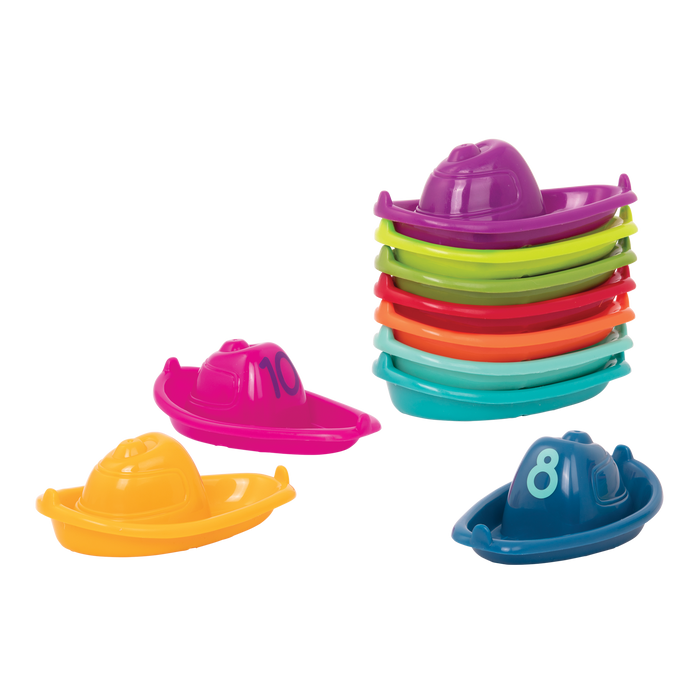 Colorful numbered toy boats