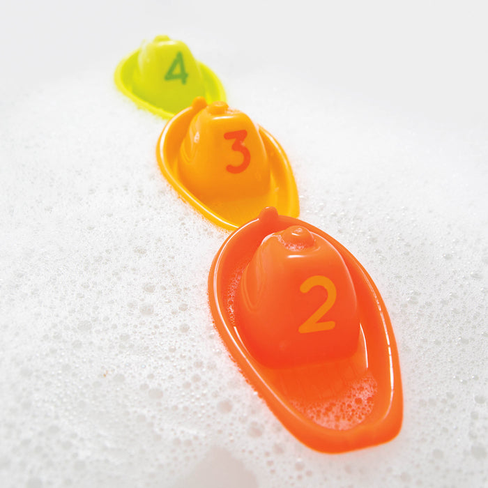 Colorful numbered toy boats