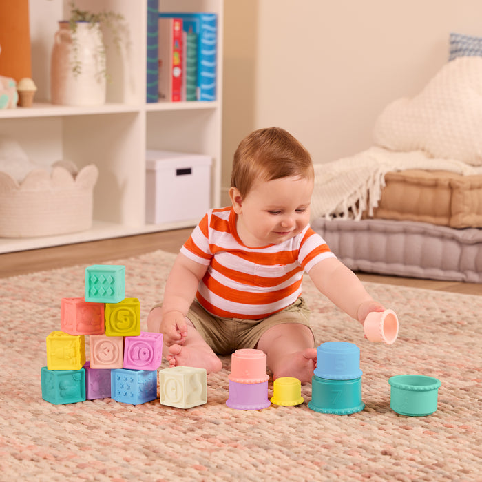 Soft baby blocks and stacking cups