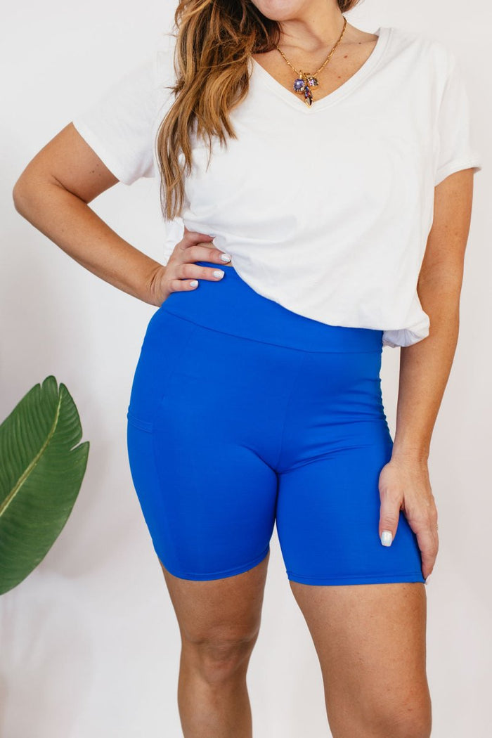 Staple Piece Biker Shorts In Electric Atlantic - Reg & Curvy - Macoma Boutique280 Activewear