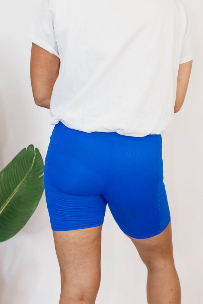 Staple Piece Biker Shorts In Electric Atlantic - Reg & Curvy - Macoma Boutique280 Activewear