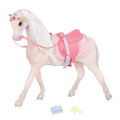 Beige and silver horse with saddle and accessories