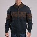 Stetson Men's L/S Wool Blend Quarter Zip Sweater in Grey