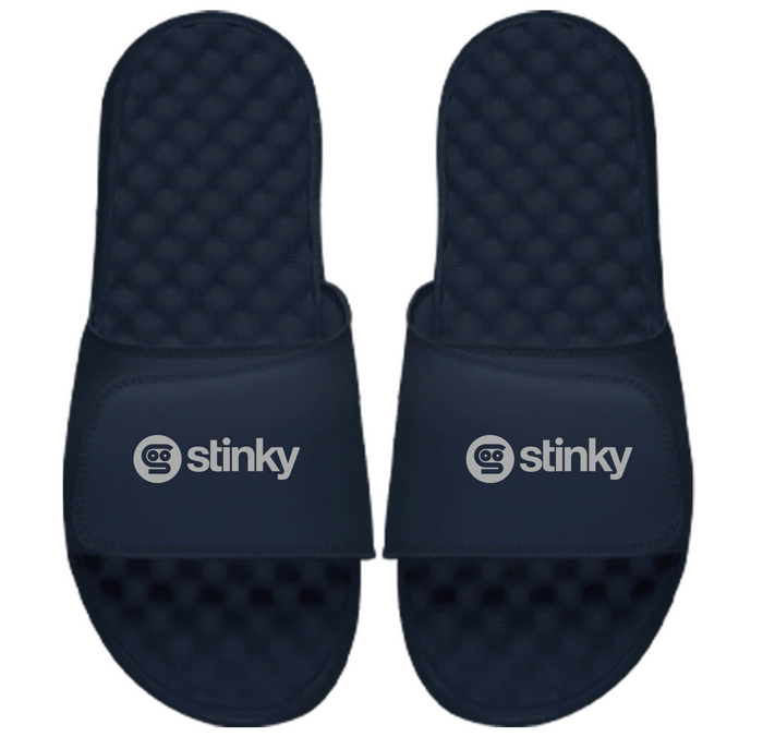 slides navy with stinky logo