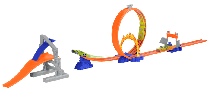 Racetrack loop playset with toy car
