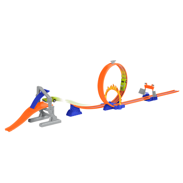 Racetrack loop playset with toy car