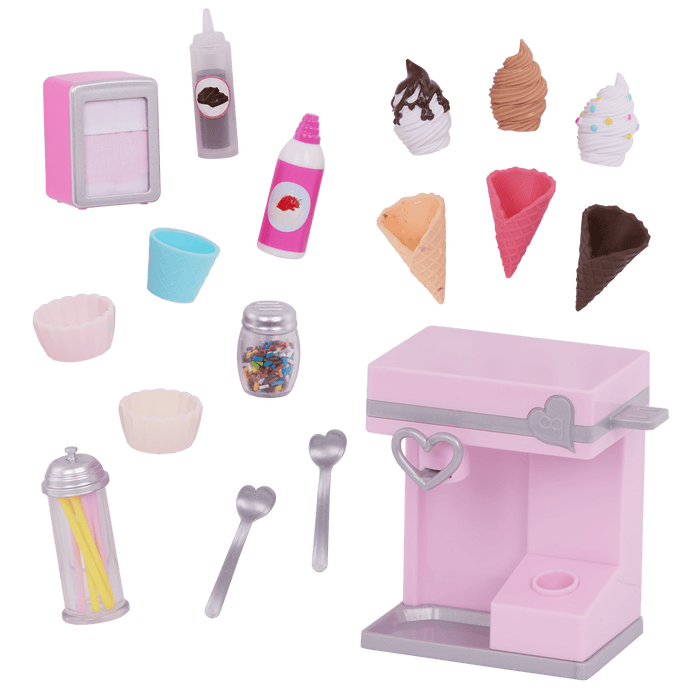 Our Generation Sundae Fun Day Ice Cream Machine Set for 18-inch Dolls