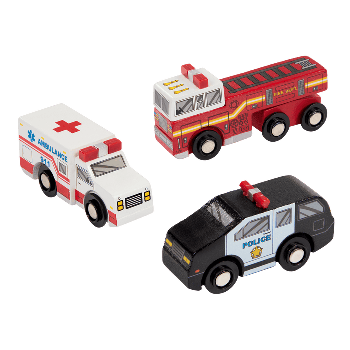 10 wooden vehicles including emergency construction travel