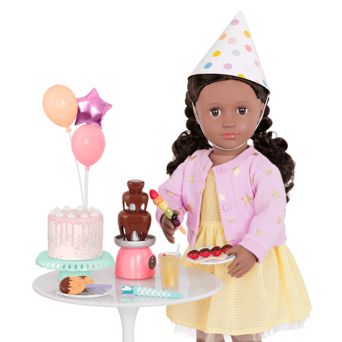 18-inch doll with birthday party playset