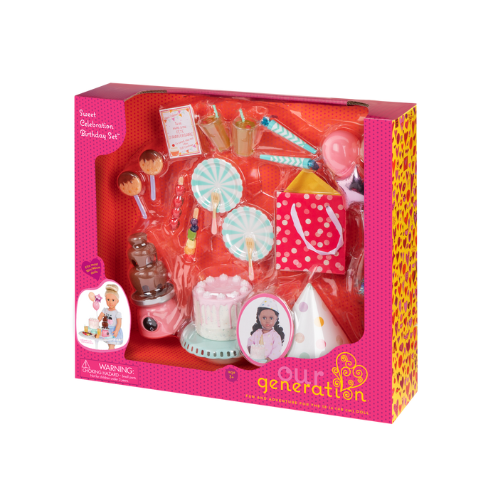 18-inch doll with birthday party playset