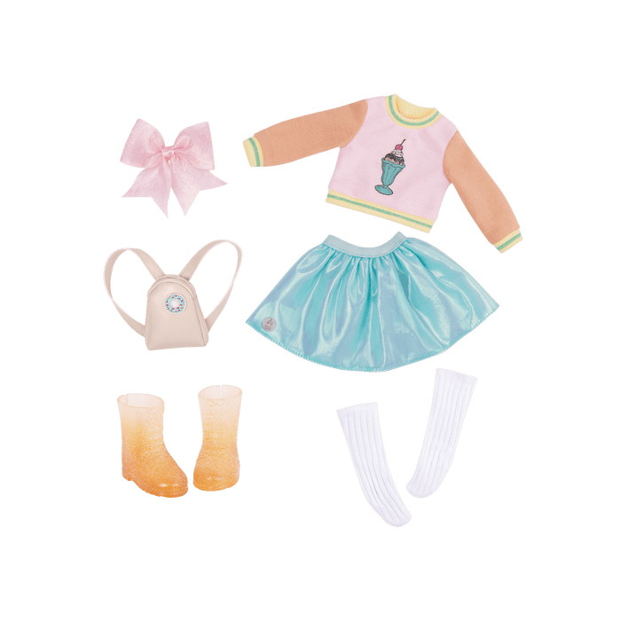 Ice cream top with glitter boots for 14-inch doll