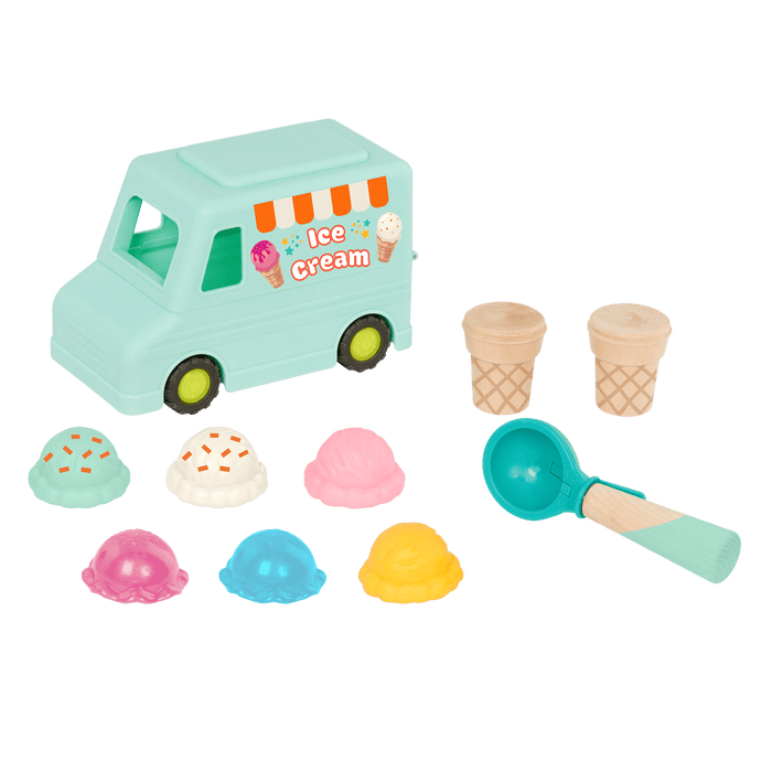 Toy ice cream truck with scoops.