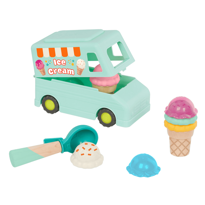Toy ice cream truck with scoops.